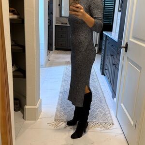 Elegant Gray Knit Dress